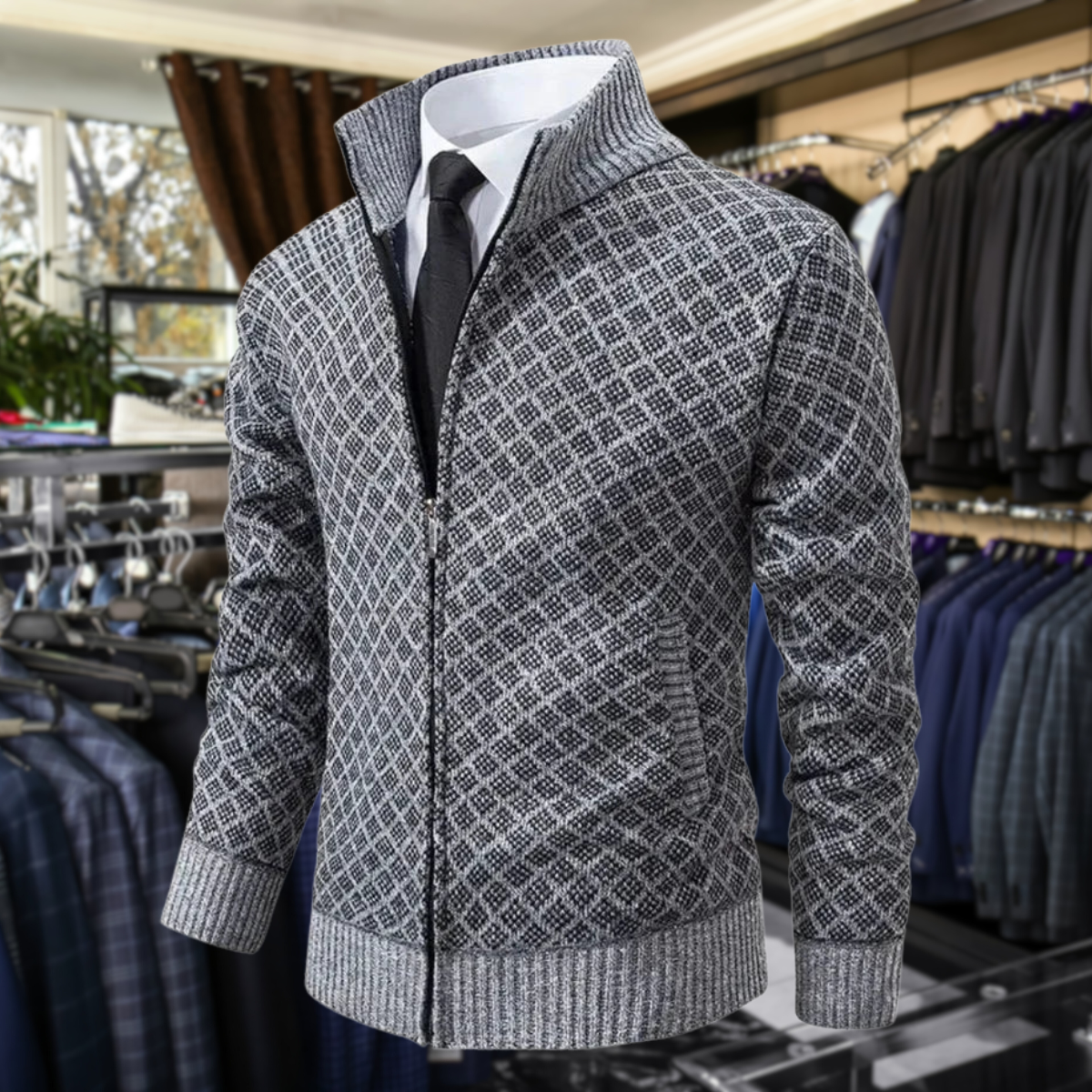Élanford | Chaqueta Premium de Punto con Cremallera y Acabado Elegante